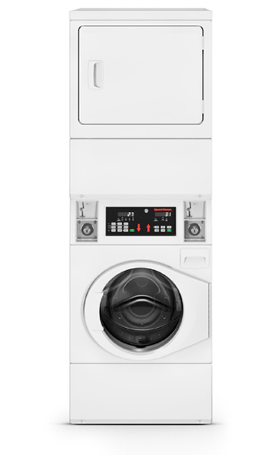 front view of stacked dryer and washer