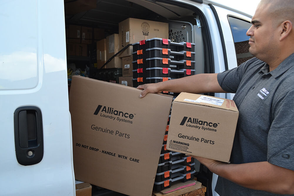 service technician unloading van